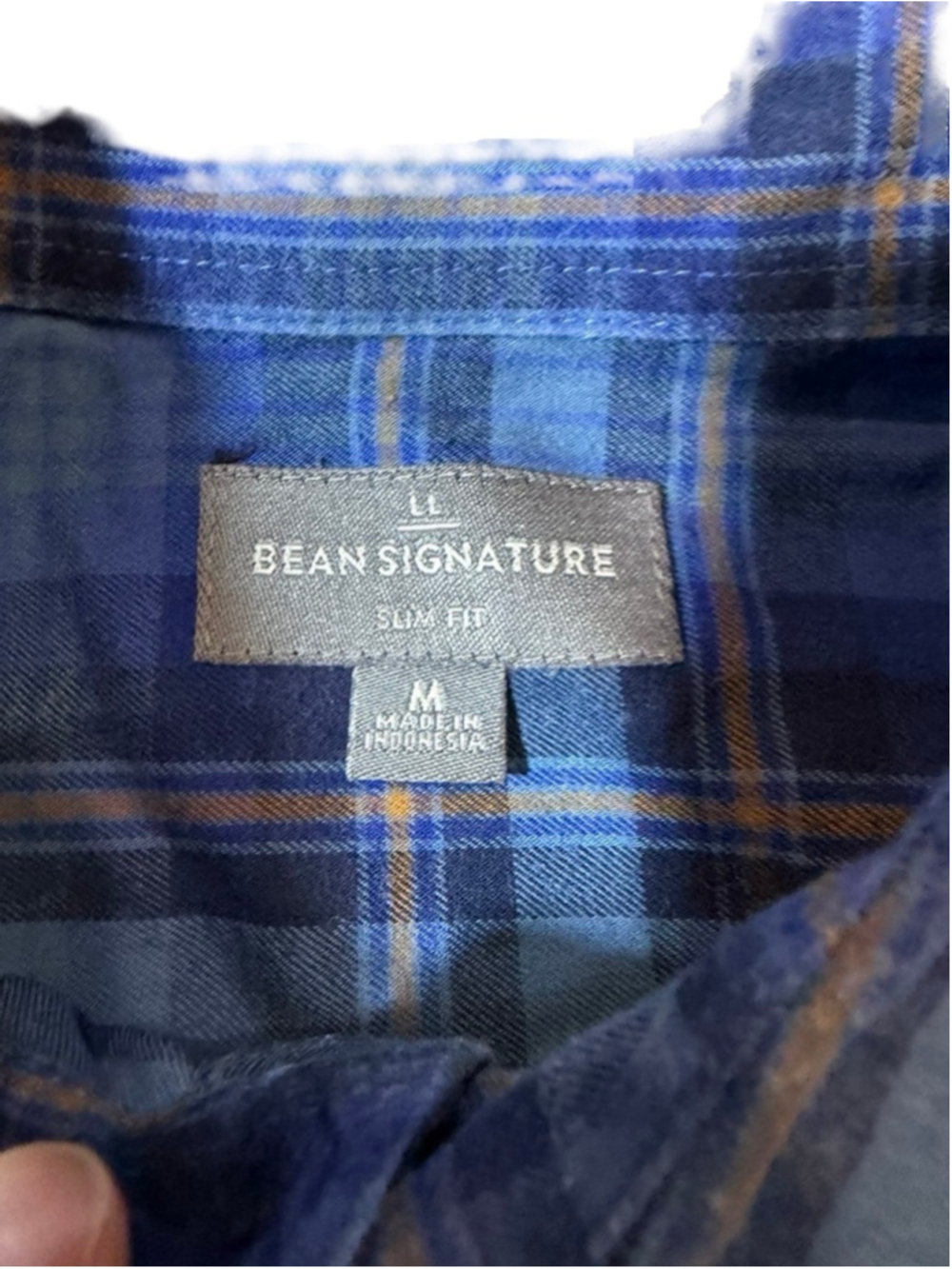 L.L.Bean Signature Slim Fit Blue Plaid Button Front Flannel Shirt Medium - Picture 3 of 6